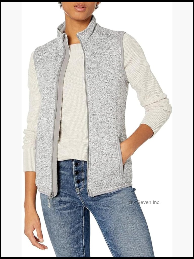 Lightweight Sweater Fleece Vest With Zippered Pockets